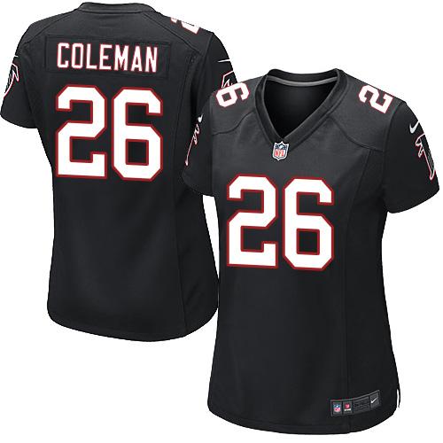 Nike Falcons #26 Tevin Coleman Black Alternate Women's Stitched NFL Elite Jersey
